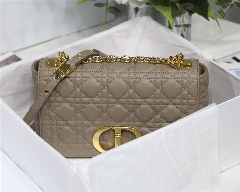 MEDIUM Dior CARO BAG Supple Cannage Calfskin Taupe High