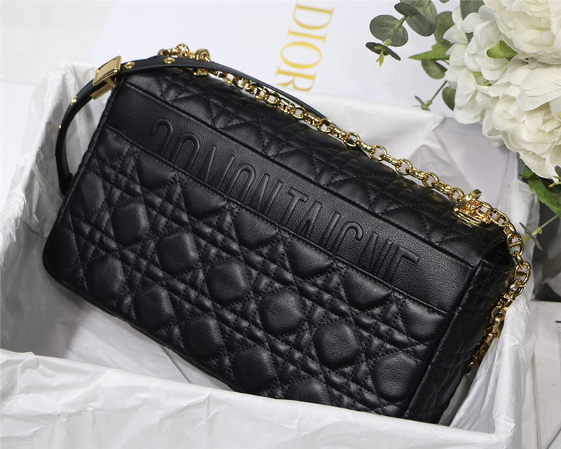 LARGE Dior CARO BAG Supple Cannage Calfskin Black High