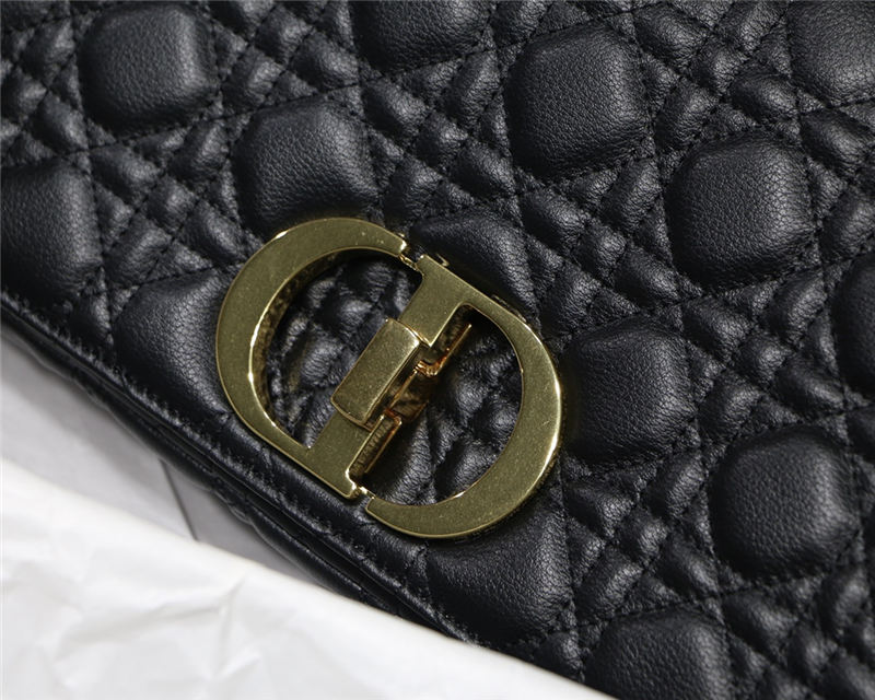 LARGE Dior CARO BAG Supple Cannage Calfskin Black High