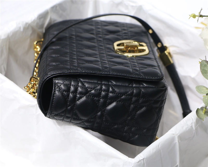 LARGE Dior CARO BAG Supple Cannage Calfskin Black High