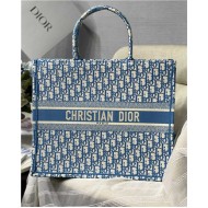 LARGE Dior BOOK TOTE Dior Oblique Embroidery Blue High