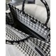 LARGE Dior BOOK TOTE Houndstooth Embroidery Black and White High