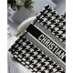 MEDIUM Dior BOOK TOTE Houndstooth Embroidery Black and White High