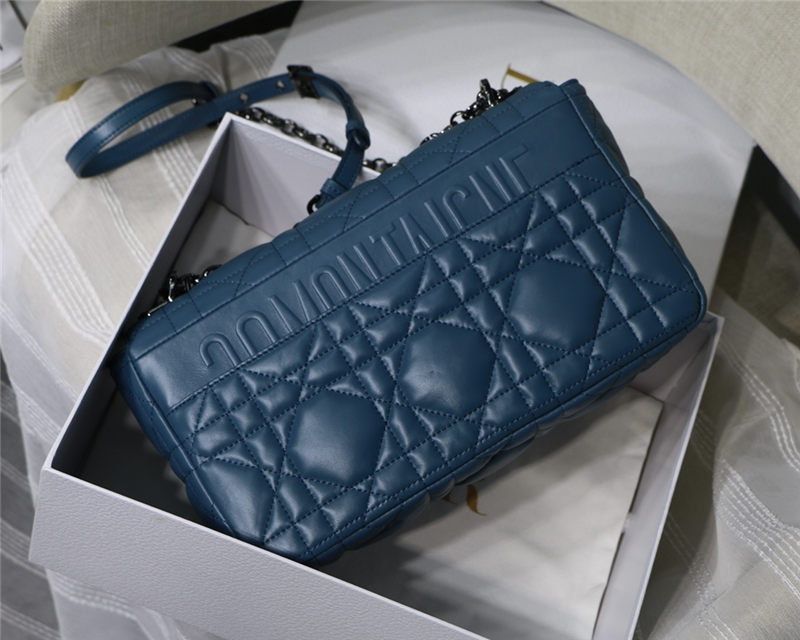 LARGE Dior CARO BAG Quilted Macrocannage Calfskin Ocean Blue High