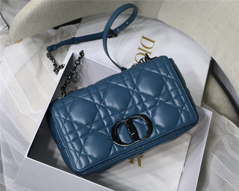 MEDIUM Dior CARO BAG Quilted Macrocannage Calfskin Ocean Blue High