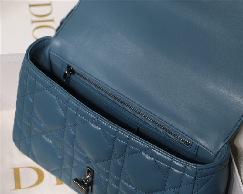 MEDIUM Dior CARO BAG Quilted Macrocannage Calfskin Ocean Blue High