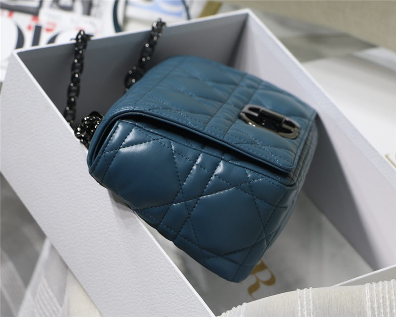 MEDIUM Dior CARO BAG Quilted Macrocannage Calfskin Ocean Blue High