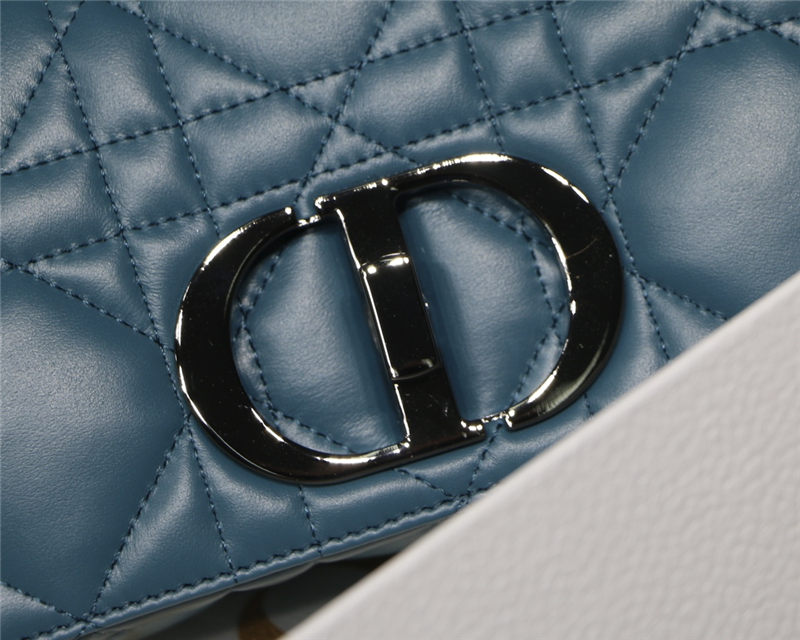 SMALL Dior CARO BAG Quilted Macrocannage Calfskin Ocean Blue High