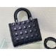 MEDIUM LADY Dior Cannage Calfskin with Diamond Motif Black High