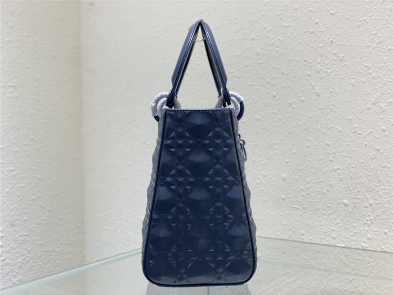 MEDIUM LADY Dior Cannage Calfskin with Diamond Motif Blue High