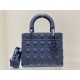 MEDIUM LADY Dior Cannage Calfskin with Diamond Motif Blue High