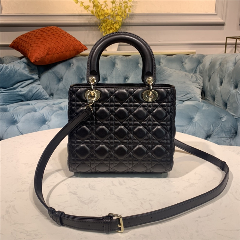 MEDIUM LADY Dior BAG Cannage Lambskin Enamel High 