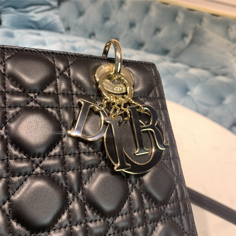 MEDIUM LADY Dior BAG Cannage Lambskin Enamel High 