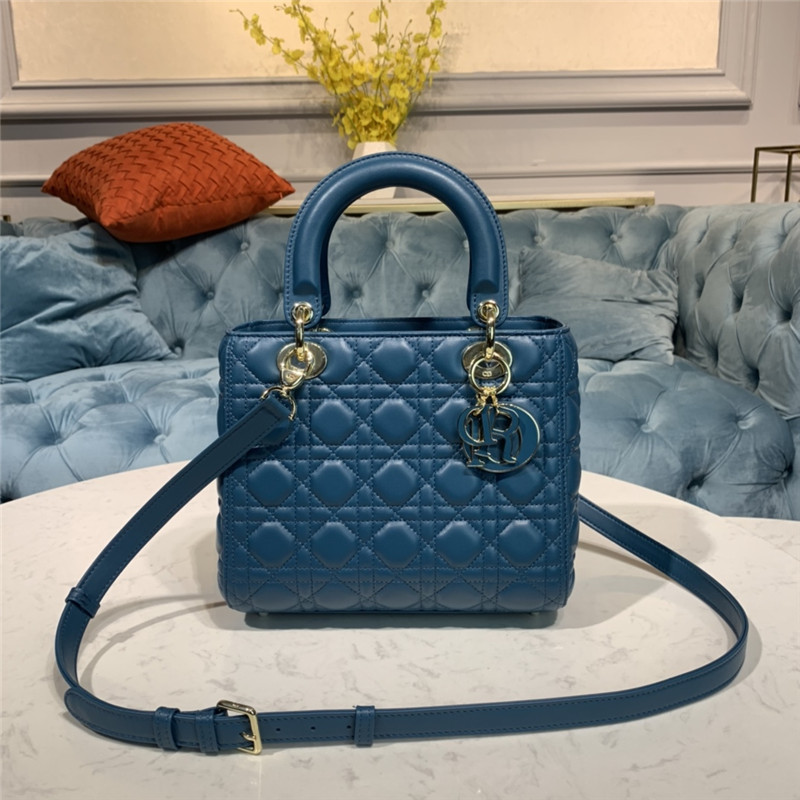 MEDIUM LADY Dior BAG Cannage Lambskin Enamel High 