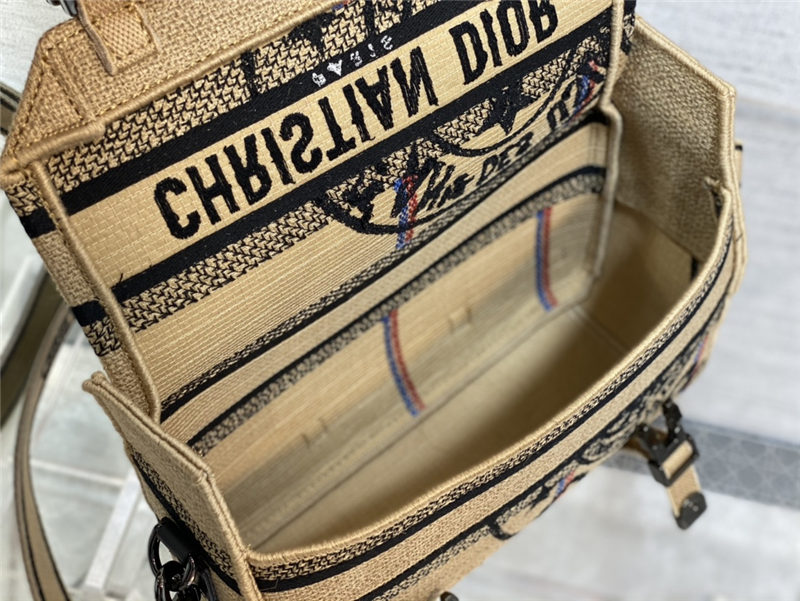 SMALL DiorCAMP BAG Jute Canvas Embroidered with Dior Union Motif High