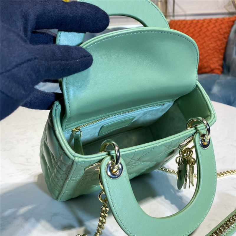 MINI LADY Dior BAG Cannage Lambskin Enamel Green High