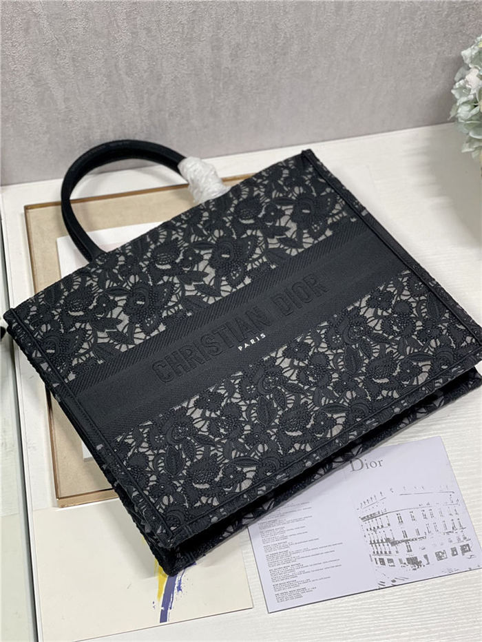 LARGE Dior BOOK TOTE Embroidery with Macramé Effect High