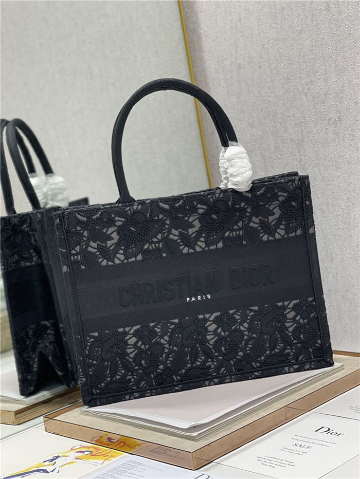 MEDIUM Dior BOOK TOTE Embroidery with Macramé Effect High