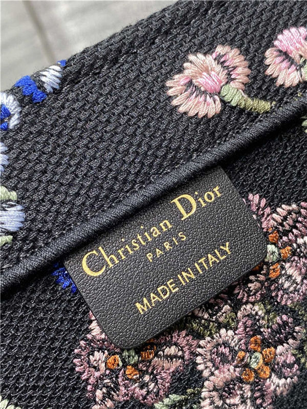 MEDIUM Dior BOOK TOTE Dior Petites Fleurs Embroidery Black High