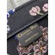 MEDIUM Dior BOOK TOTE Dior Petites Fleurs Embroidery Black High