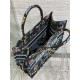 MEDIUM Dior BOOK TOTE Dior Petites Fleurs Embroidery Black High