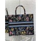 LARGE Dior BOOK TOTE Dior Petites Fleurs Embroidery Black High