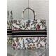 LARGE Dior BOOK TOTE Dior Petites Fleurs Embroidery White High