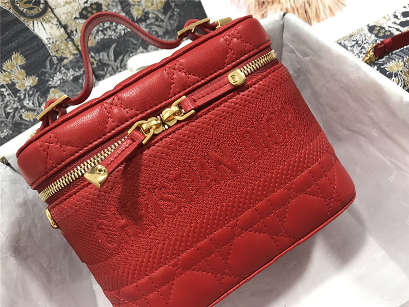 SMALL DiorTRAVEL VANITY CASE Poppy Red Cannage Lambskin High