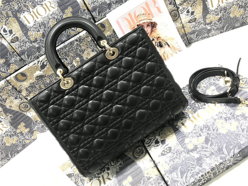 LARGE LADY Dior BAG Cannage Lambskin Black High