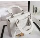 MEDIUM LADY D-LITE BAG Cannage Embroidery White High