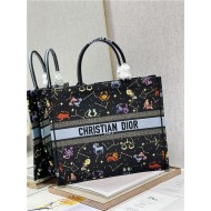 LARGE Dior BOOK TOTE Dior Pixel Zodiac Embroidery Black High