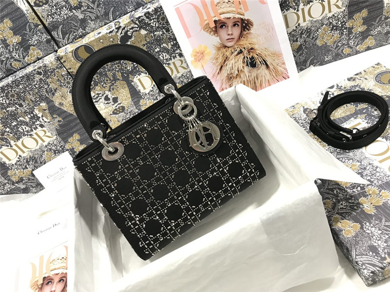 MEDIUM LADY Dior BAG Strass Cannage Satin High