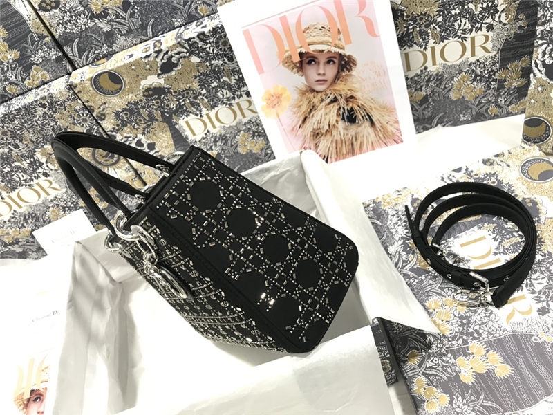 MEDIUM LADY Dior BAG Strass Cannage Satin High