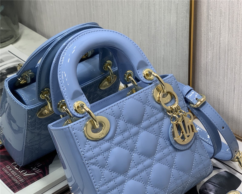 MINI LADY Dior BAG Patent Cannage Calfskin Sky Blue High