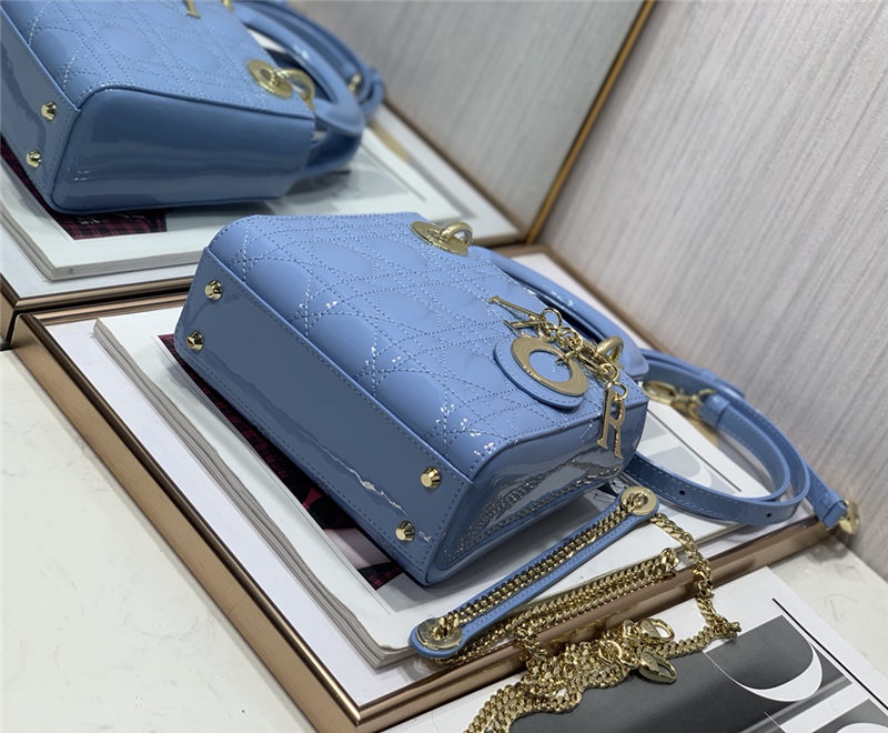 MINI LADY Dior BAG Patent Cannage Calfskin Sky Blue High