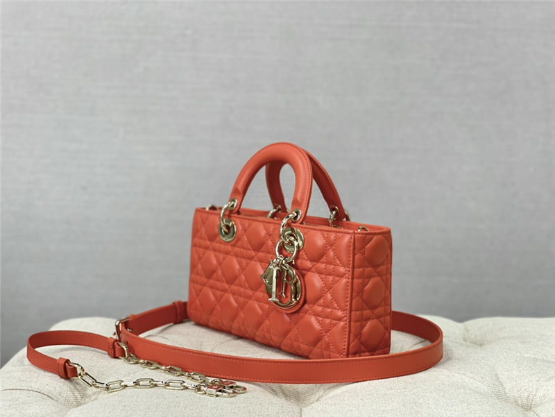 LADY D-JOY BAG MEDIUM Cannage Lambskin Orange High