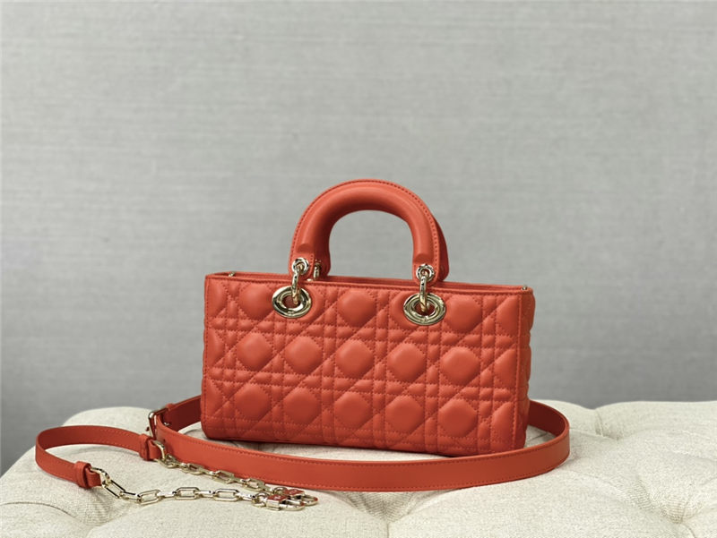 LADY D-JOY BAG MEDIUM Cannage Lambskin Orange High