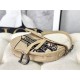 SADDLE BAG Jute Canvas Embroidered with Dior Union Motif High