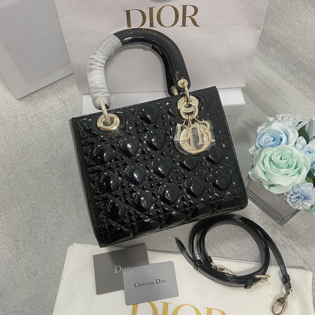 MEDIUM LADY Dior BAG Patent Cannage Calfskin High