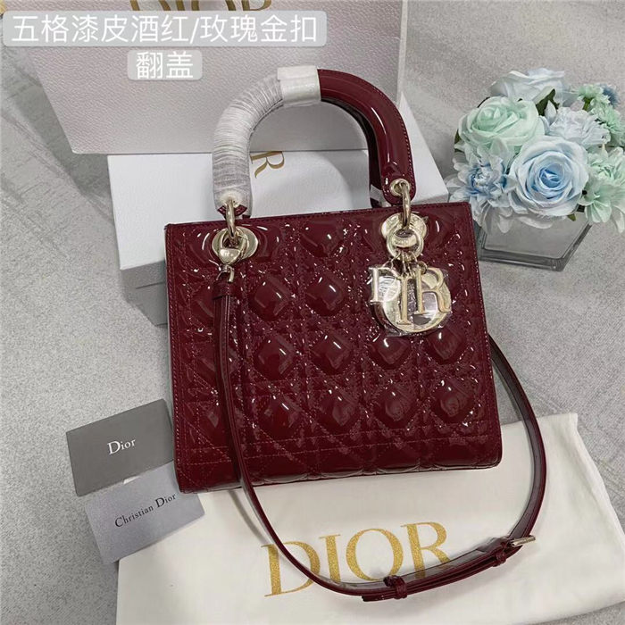 MEDIUM LADY Dior BAG Patent Cannage Calfskin High