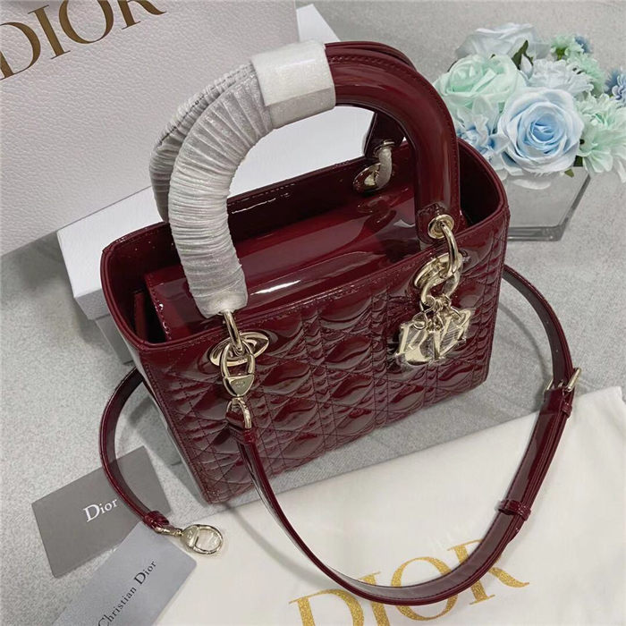 MEDIUM LADY Dior BAG Patent Cannage Calfskin High