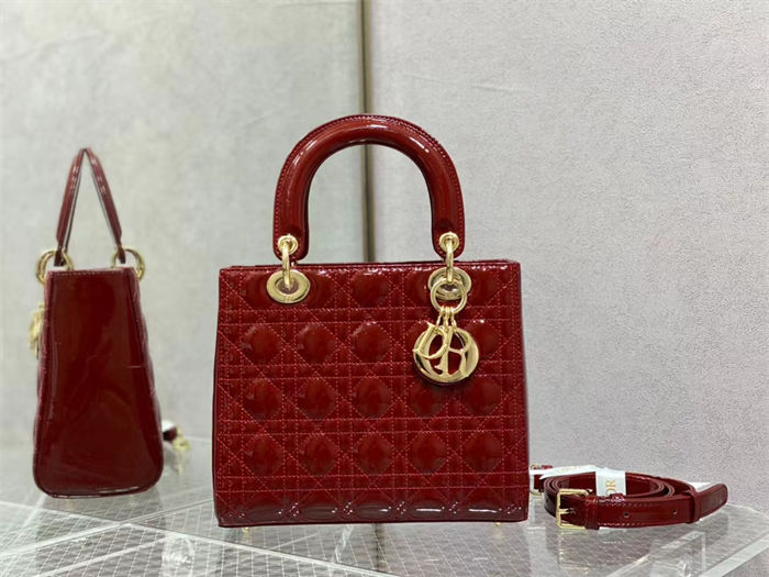 MEDIUM LADY Dior BAG Patent Cannage Calfskin High