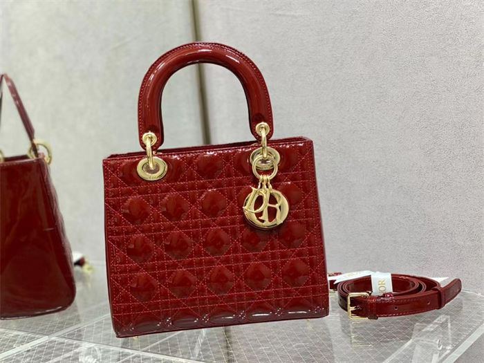 MEDIUM LADY Dior BAG Patent Cannage Calfskin High