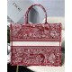 LARGE Dior BOOK TOTE Toile de Jouy Reverse Embroidery Red High