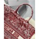 LARGE Dior BOOK TOTE Toile de Jouy Reverse Embroidery Red High