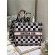 LARGE Dior BOOK TOTE Black, White and Red D-Chess Heart Embroidery High