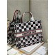 LARGE Dior BOOK TOTE Black, White and Red D-Chess Heart Embroidery High