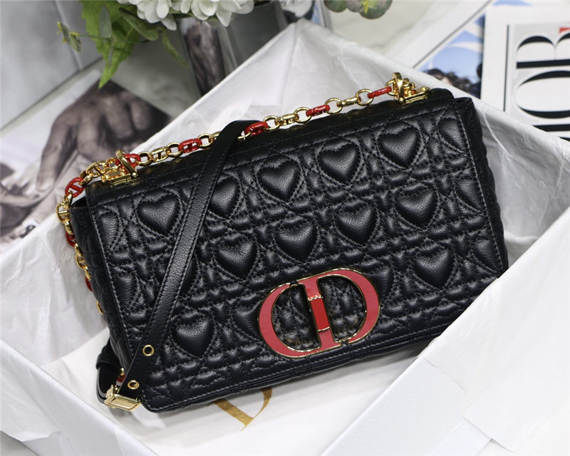 MEDIUM Dior CARO BAG Supple Cannage Calfskin Heart High