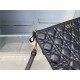 LARGE Dior CARO DAILY POUCH Supple Cannage Calfskin Black High