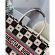 MEDIUM Dior BOOK TOTE Black, White and Red D-Chess Heart Embroidery High